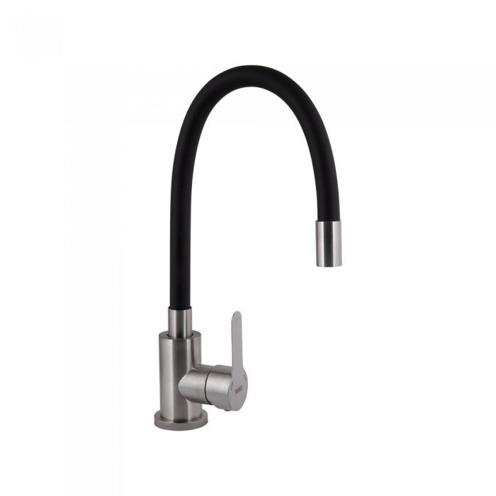 Смеситель для кухни Brinex Pure 015F3 с гибким изливом   Nickel/Black BRIPUR015F3NKB Смеситель для кухни Brinex Pure 015F3 с гибким изливом   Nickel/Black BRIPUR015F3NKB