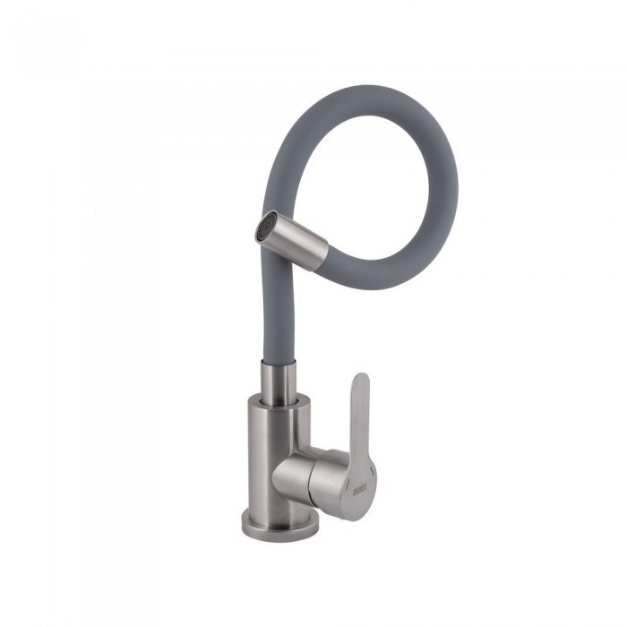 Смеситель для кухни Brinex Pure 015F3 с гибким изливом   Nickel/Grey BRIPUR015F3NKG Смеситель для кухни Brinex Pure 015F3 с гибким изливом   Nickel/Grey BRIPUR015F3NKG