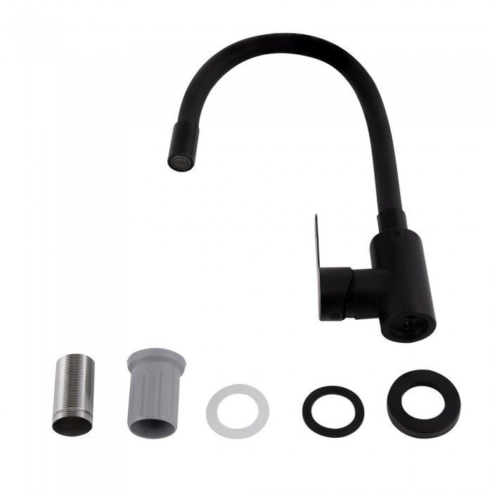 Смеситель для кухни Brinex Pure 015F3 с гибким изливом   Black Matt BRIPUR015F3BLM Смеситель для кухни Brinex Pure 015F3 с гибким изливом   Black Matt BRIPUR015F3BLM