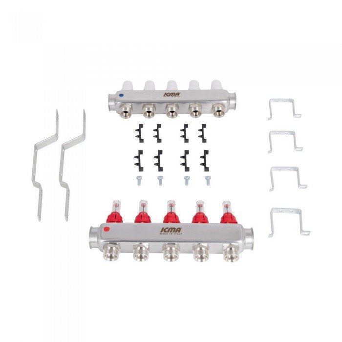 Коллектор с расходомерами (нерж.) 1"х5 Icma № К073