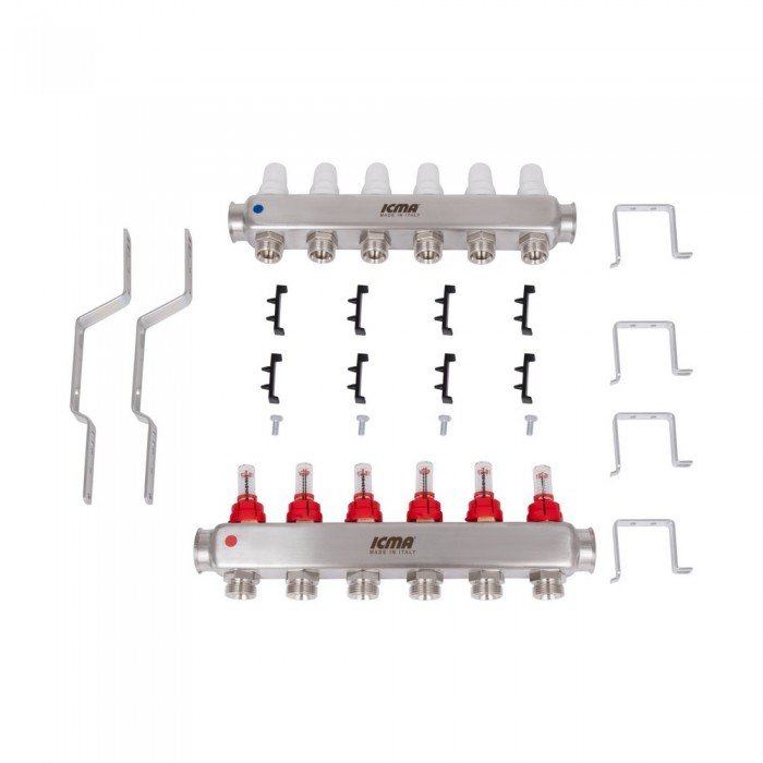 Коллектор с расходомерами (нерж.) 1"х6 Icma № К073