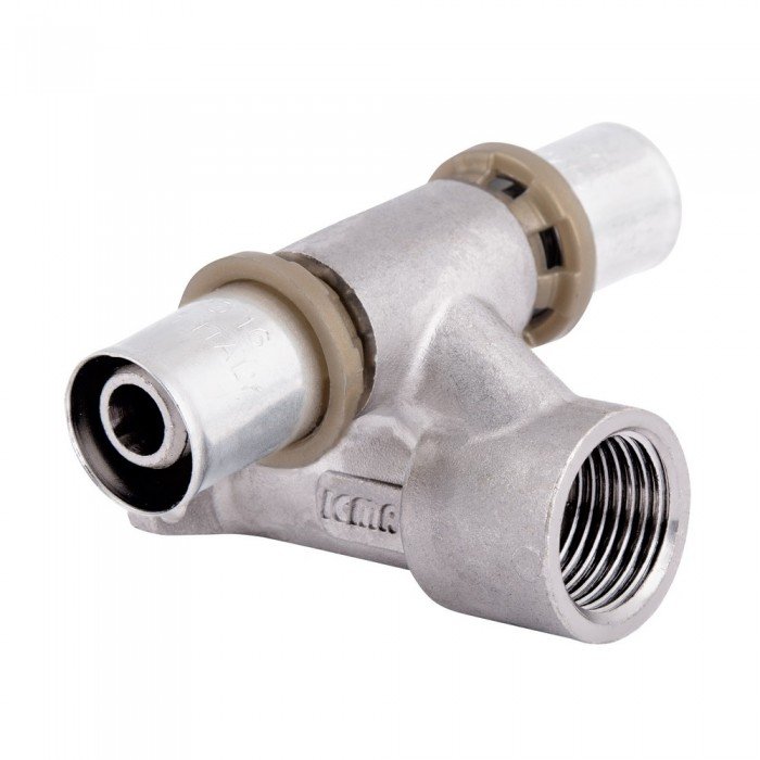 Прес-фітинг Icma трійник 1/2"вх16 настінний прохідний № 422