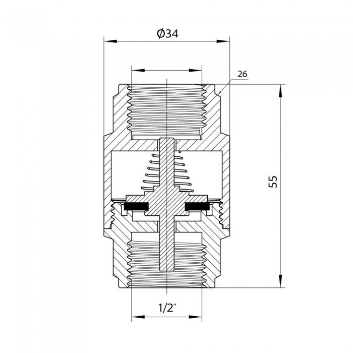 Обратний клапан Thermo Alliance Forte 1/2"ВВ никелированный с латунным штоком TAF240W15