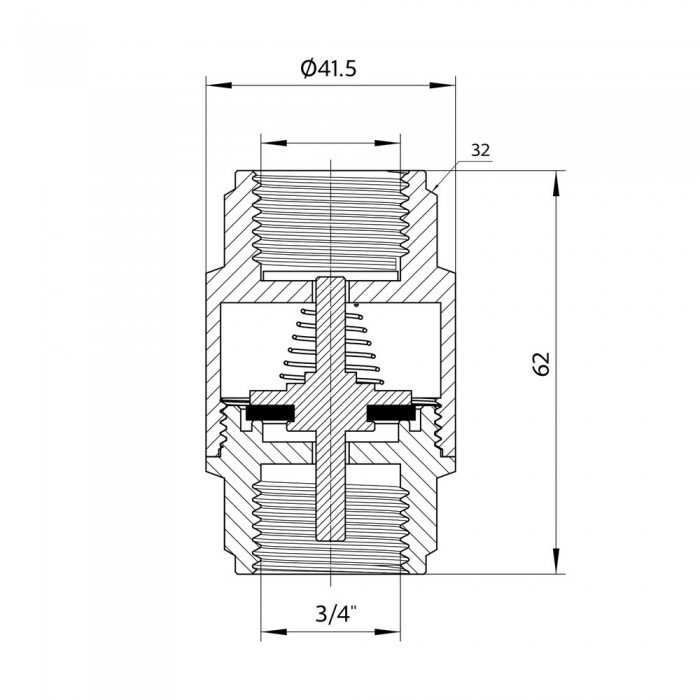 Обратний клапан Thermo Alliance Forte 3/4"ВВ никель с латунным штоком TAF240W20