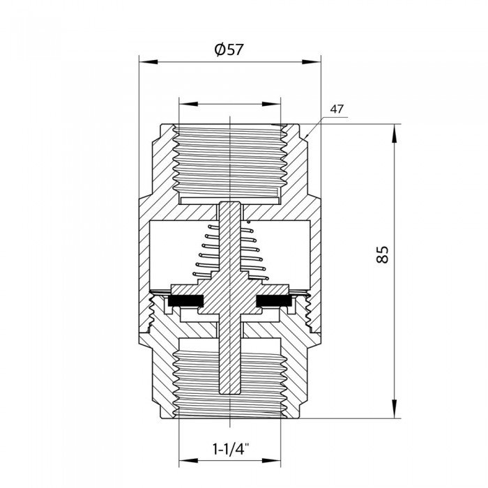 Обратний клапан Thermo Alliance Forte 1 1/4"ВВ никель с латунным штоком TAF240W32