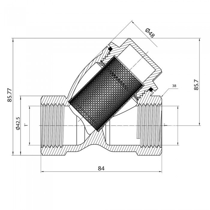 Фильтр грубой очистки Thermo Alliance Forte 1"ВВ никель для воды косой TAF124W25
