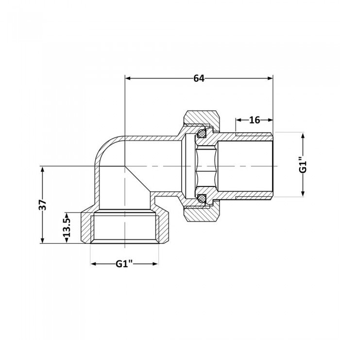 Сгон-американка Thermo Alliance Standart 1"ВН никель, угловой TAS191W25