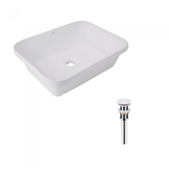Комплект Qtap Scorpio: Раковина врізна прямокутна 510х390х145 мм White + Донний клапан PU02