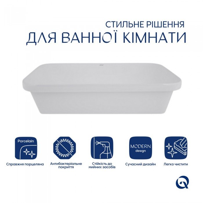 Комплект Qtap Scorpio: Раковина врізна прамокутна 615х390х150 мм White + Донний клапан PU02