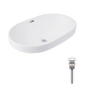 Комплект Qtap Leo: Раковина врізна овальна 590x400x170 мм White + Донний клапан PU02O