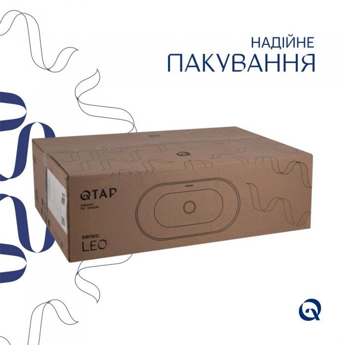 Комплект Qtap Leo: Раковина врезная овальная 590x400x170 мм White + Донный клапан PU02O