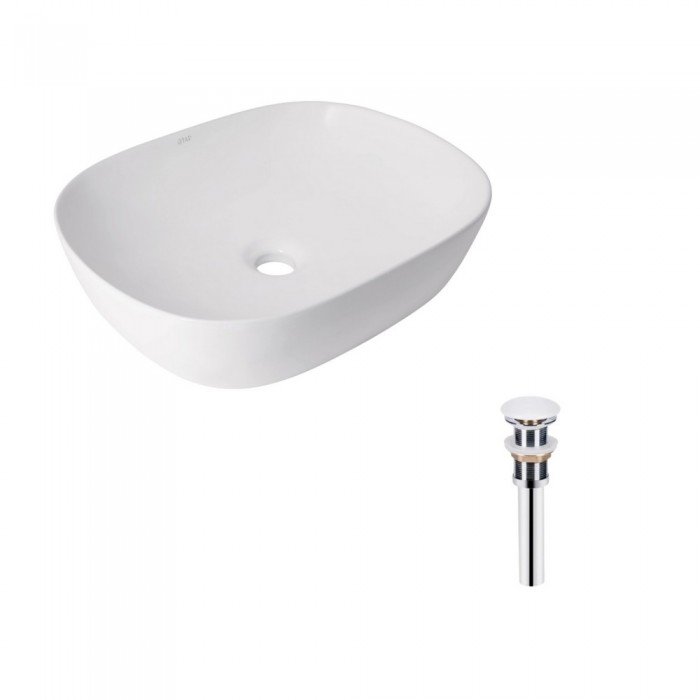 Комплект Qtap Aquarius: Раковина накладна прамокутна 470x380x120 мм White + Донний клапан PU02