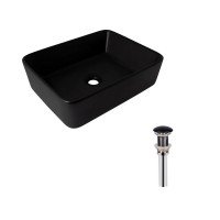 Комплект Qtap Tern: Раковина накладная прямоугольная 480х370х135 мм Matt Black + Донный клапан PU03