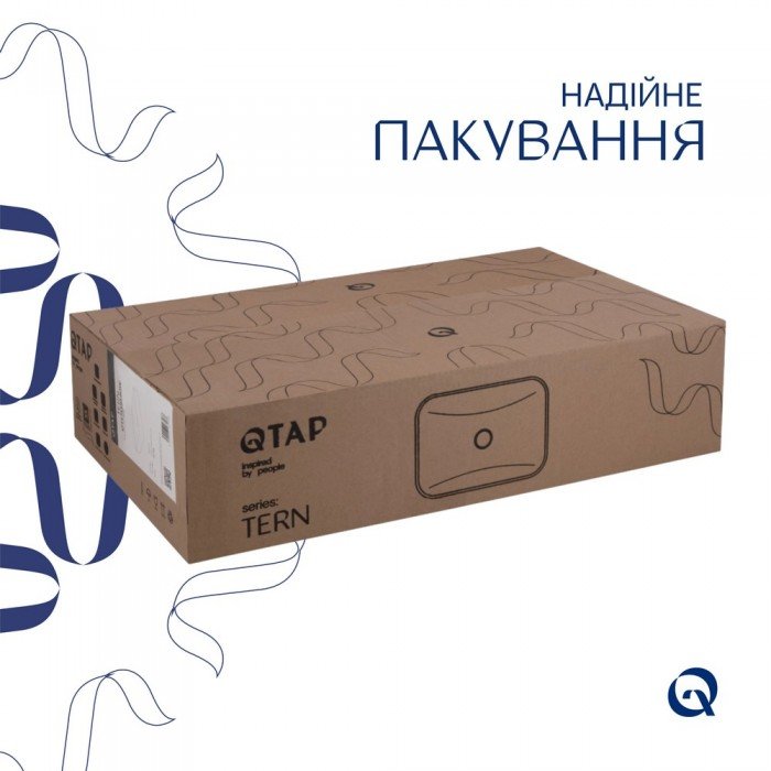 Комплект Qtap Tern: Раковина накладная прямоугольная 610x350x135 мм WHITE + Донный клапан PU02 Комплект Qtap Tern: Раковина накладная прямоугольная 610x350x135 мм WHITE + Донный клапан PU02