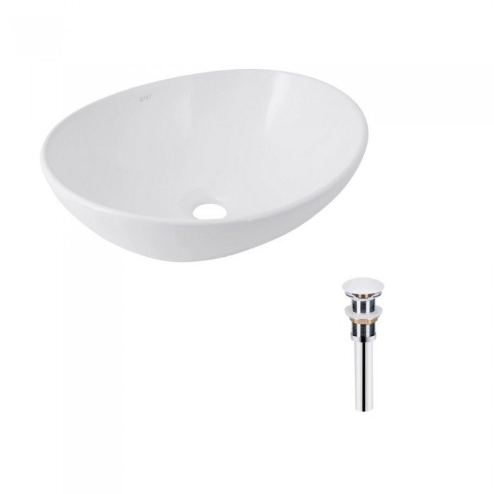 Комплект Qtap Dove: Раковина накладная овальная 415x340x140 мм White + Донный клапан PU02 Комплект Qtap Dove: Раковина накладная овальная 415x340x140 мм White + Донный клапан PU02
