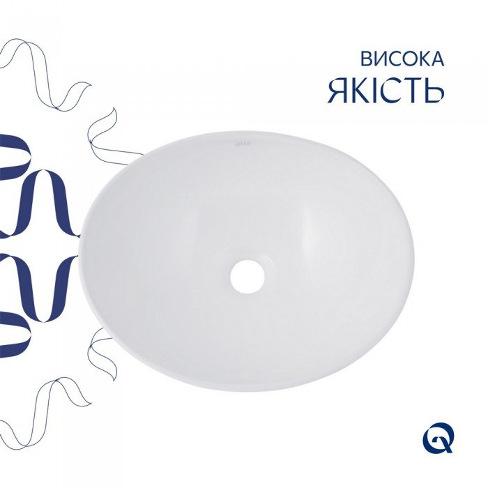 Комплект Qtap Dove: Раковина накладная овальная 415x340x140 мм White + Донный клапан PU02 Комплект Qtap Dove: Раковина накладная овальная 415x340x140 мм White + Донный клапан PU02
