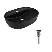 Комплект Qtap Scorpio: Раковина накладная овальная 500x380x120 мм Matt Black + Донный клапан PU03