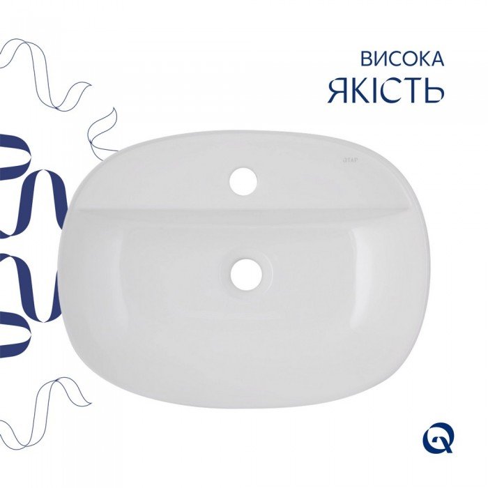 Комплект Qtap Scorpio: Раковина накладная овальная 500x380x120 мм White + Донный клапан PU02