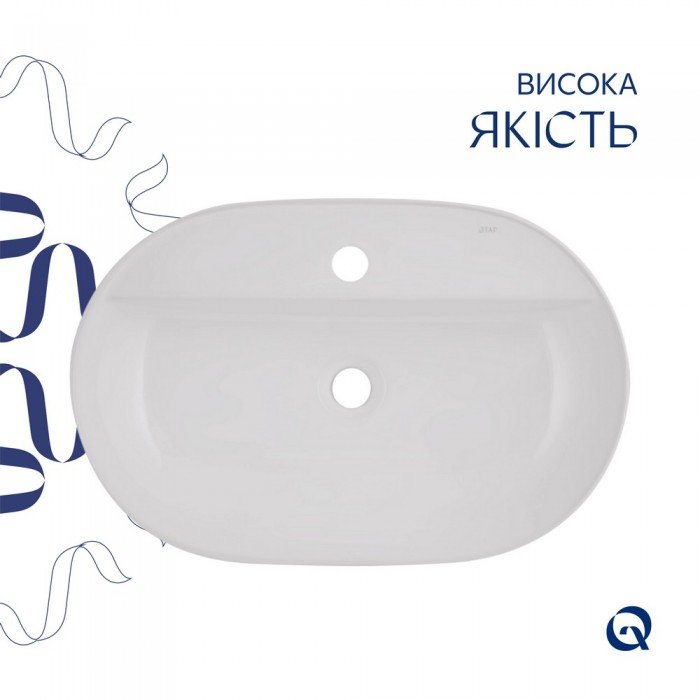 Комплект Qtap Scorpio: Раковина накладна овальна 600х400х120 мм White + Донний клапан PU02