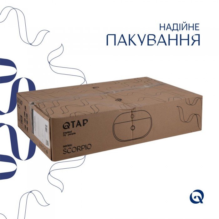 Комплект Qtap Scorpio: Раковина накладна овальна 600х400х120 мм White + Донний клапан PU02