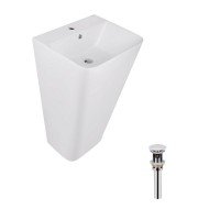 Комплект Qtap Tern: Раковина напольная моноблок 440х380х830 мм White + Донный клапан PU02O