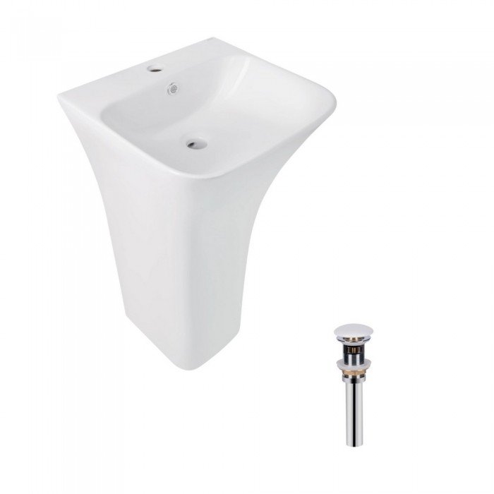 Комплект Qtap Crow: Раковина напольная моноблок 445x420x840 мм White + Донный клапан PU02O Комплект Qtap Crow: Раковина напольная моноблок 445x420x840 мм White + Донный клапан PU02O