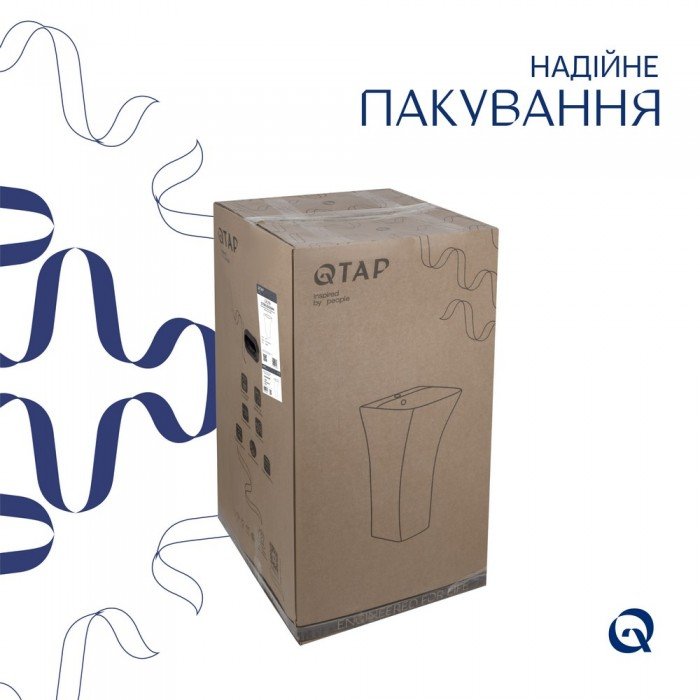 Комплект Qtap Crow: Раковина напольная моноблок 445x420x840 мм White + Донный клапан PU02O Комплект Qtap Crow: Раковина напольная моноблок 445x420x840 мм White + Донный клапан PU02O