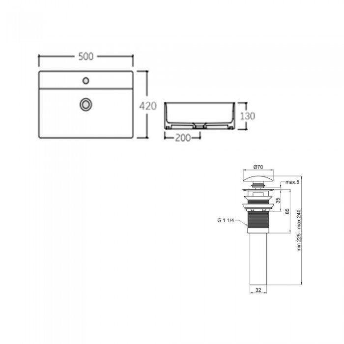 Комплект Qtap Nando LT: Раковина подвесная прямоугольная 500х420х130 мм White + Донный клапан PU02O Комплект Qtap Nando LT: Раковина подвесная прямоугольная 500х420х130 мм White + Донный клапан PU02O
