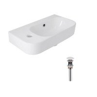 Комплект Qtap Tern: Раковина підвісна прамокутна ліва 450х250х158 мм White + Донний клапан PU02O