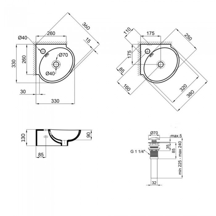 Комплект Qtap Leo N: Раковина подвесная угловая овальная 380x360x130 мм WHITE + Донный клапан PU02O Комплект Qtap Leo N: Раковина подвесная угловая овальная 380x360x130 мм WHITE + Донный клапан PU02O