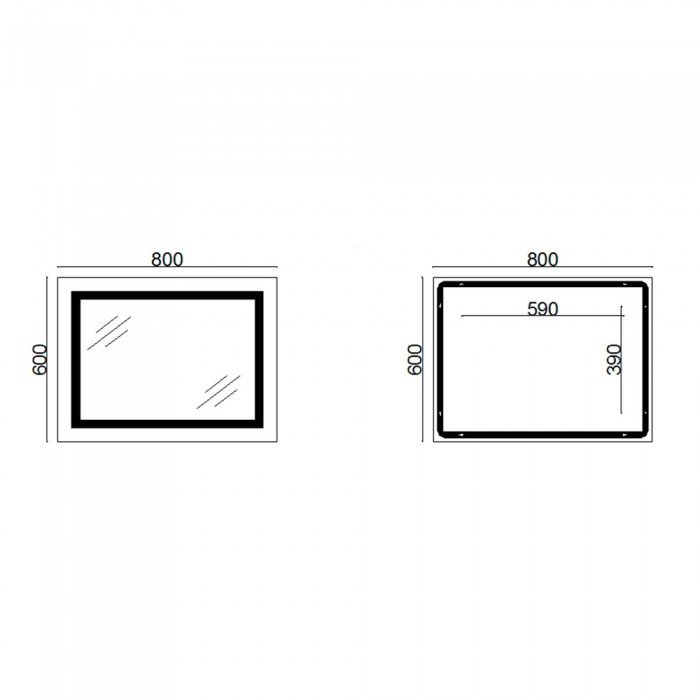 Зеркало Lidz Kubis 800х600 с LED-подсветкой Touch, с антизапотеванием, с диммером, рег. яркости LD78LF9047400