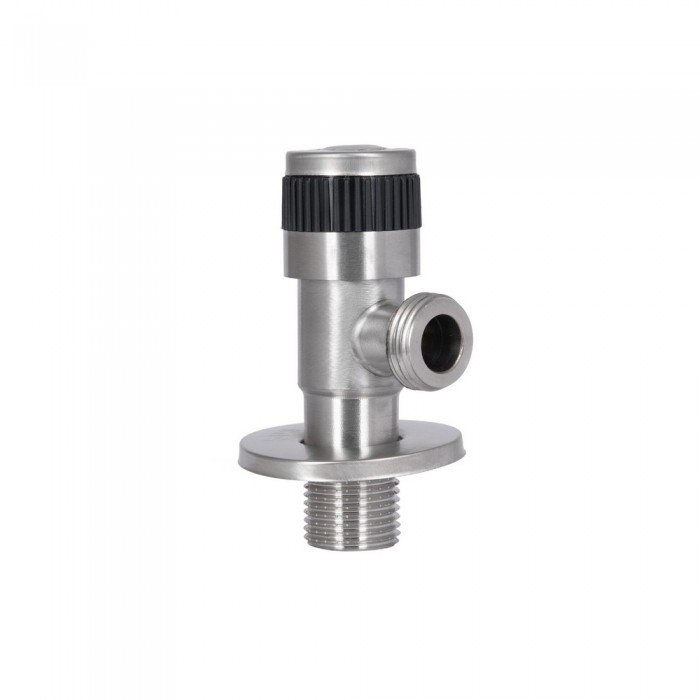 Кран угловой Thermo Alliance Standart 1/2"НН нерж., с керам. буксой TAS345W1515SS