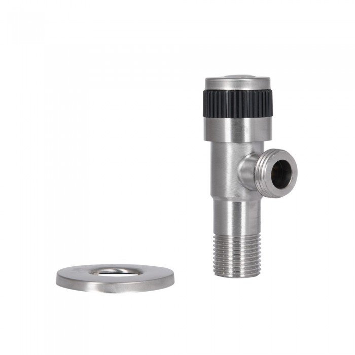 Кран угловой Thermo Alliance Standart 1/2"НН нерж., с керам. буксой TAS345W1515SS