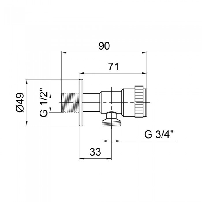 Кран угловой Thermo Alliance Standart 1/2"Нх3/4"Н нерж., с керам. буксой TAS345W1520SS
