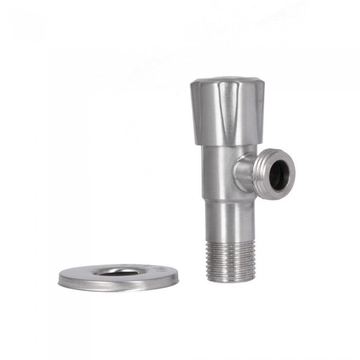 Кран угловой Thermo Alliance Standart 1/2"НН нерж., с керам. буксой TAS347W1515SS