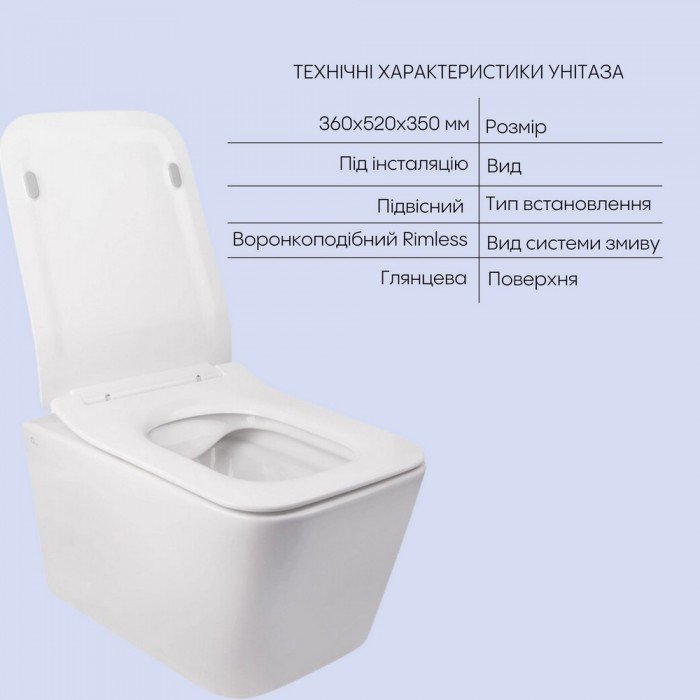 Комплект Qtap Crow 2 в 1: унітаз підвісний Rimless + біде підвісне