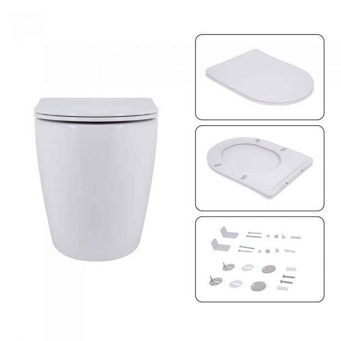 Готовое решение Qtap для ванной комнаты: подвесной унитаз Robin 520x365x365 + комплект инсталляции Nest 4 в 1 (квадратная клавиша Chrome)