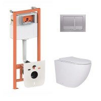 Готове рішення Qtap для ванної кімнати: підвісний унітаз Robin 520x365x365 + комплект інсталяції Nest 4 в 1 (квадратна клавіша Satin)