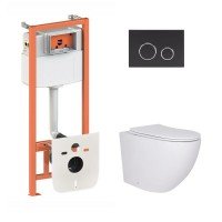 Готовое решение Qtap для ванной комнаты: подвесной унитаз Robin 520x365x365 + комплект инсталляции Nest 4 в 1 (круглая клавиша Black mat) Готовое решение Qtap для ванной комнаты: подвесной унитаз Robin 520x365x365 + комплект инсталляции Nest 4 в 1 (круглая клавиша Black mat)