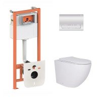 Готове рішення Qtap для ванної кімнати: підвісний унітаз Robin 520x365x365 + комплект інсталяції Nest 4 в 1 (лінійна клавіша Chrome)