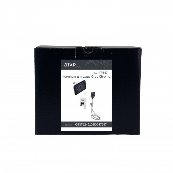 Комплект для душу Qtap Stenava Chrome: Змішувач QTST6245102DC + Лійки (QTRUC125CRM45954,QTHLA107CRM45784) + Шланг QTHADPVC200C + QTCRMBH130