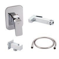 Комплект для душу Qtap Namesti Chrome: Змішувач QTNAM6025102NC + Шланг QTHADPVC120C + Лійка QTCRMB120 + Підключення QTCRMBH130