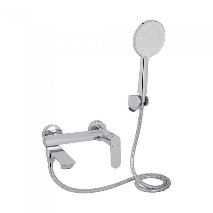 Змішувач для ванни Qtap Evia з поворотним виливом (з душовим гарнітуром) QTEVI260CRM47578 Chrome