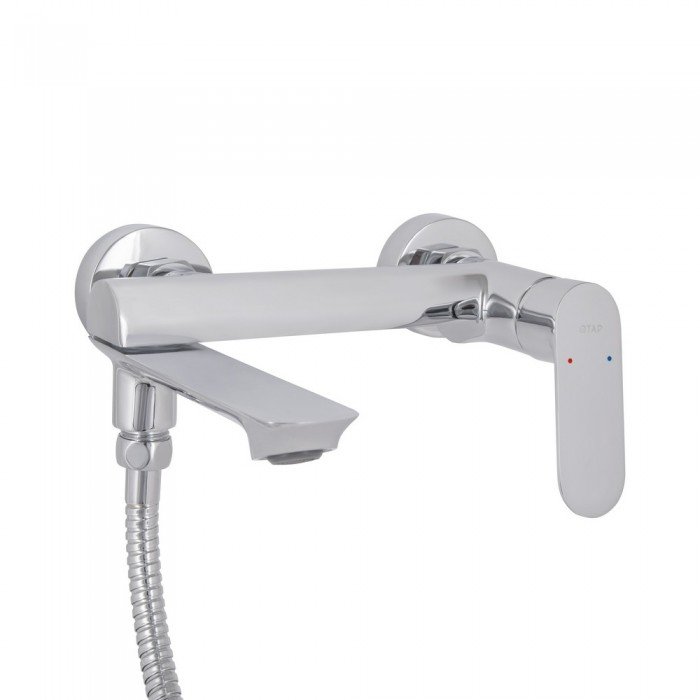 Змішувач для ванни Qtap Evia з поворотним виливом (з душовим гарнітуром) QTEVI260CRM47578 Chrome