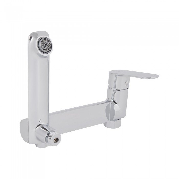 Змішувач для ванни Qtap Evia з поворотним виливом (з душовим гарнітуром) QTEVI260CRM47578 Chrome