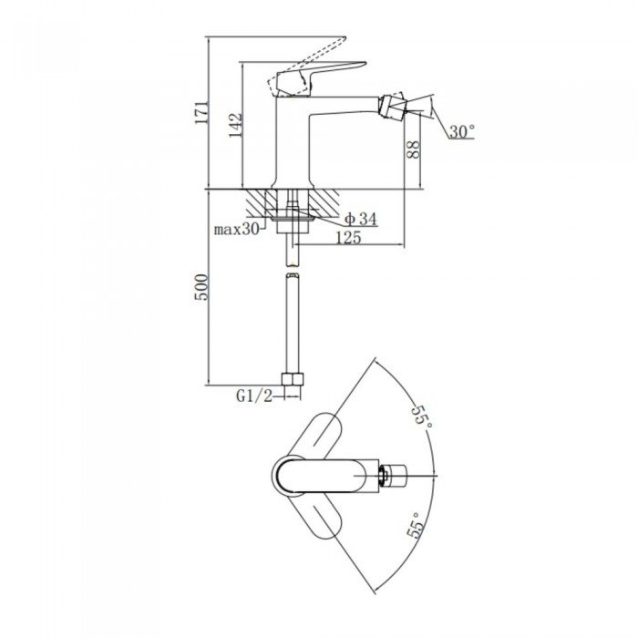 Змішувач для биде Qtap Evia QTEVI255CRM47581 Chrome