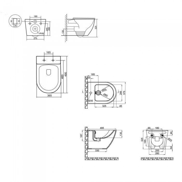 Комплект Qtap Robin Matt Black 2 в 1: унітаз підвісний  Ultra Quiet QT13332381АSMB + біде підвісне QT1355046FMB