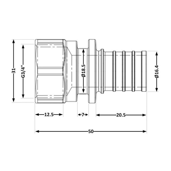 Перехідник під натяжну гільзу Icma №1033 d20х2,8-3/4"В 851033AEGW05