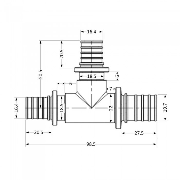 Тройник натяжной Icma №1039 d25х20х20 851039GXGWGW0