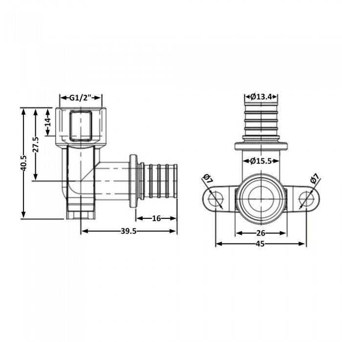 Угол натяжной Icma №1040 d16х2,2-1/2"В настенный 851040ADBO05